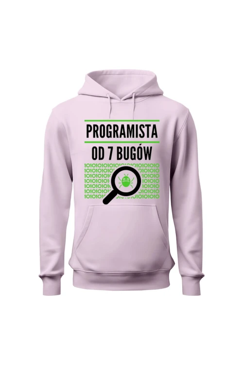 Bluza damska z kapturem Programista od siedmiu bugów - różowa