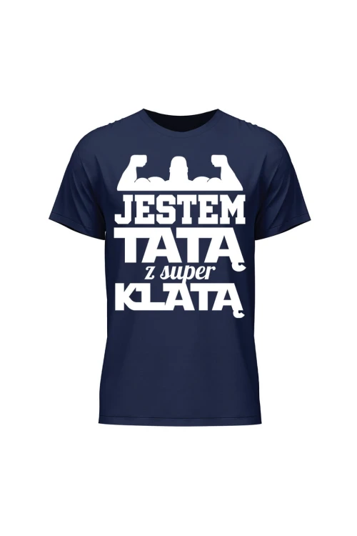 Koszulka męska Jestem Tatą z Super Klatą - granatowa