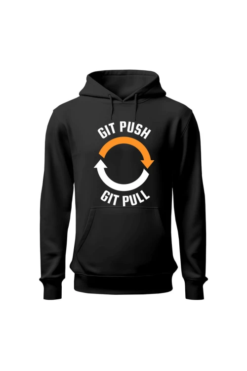 Bluza damska z kapturem Git push git pull - czarna