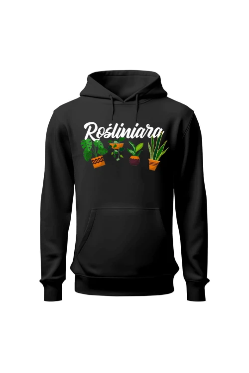 Bluza damska z kapturem Rośliniara - czarna