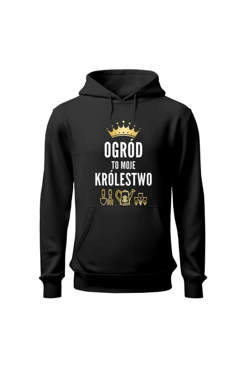 Bluza damska z kapturem Ogród to moje królestwo - czarna