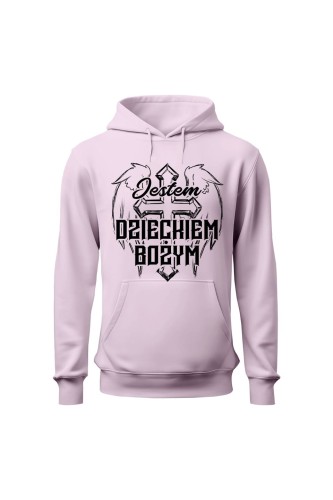 Bluza damska z kapturem Jestem Dzieckiem Bożym - różowa