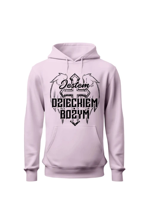 Bluza damska z kapturem Jestem Dzieckiem Bożym - różowa