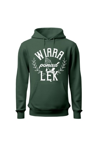 Bluza damska z kapturem Wiara ponad lęk - zielona