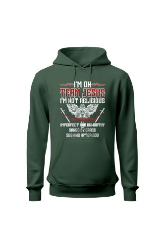 Bluza damska z kapturem I'm on team Jesus - zielona