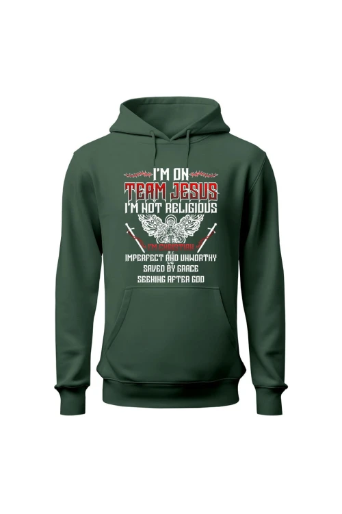 Bluza damska z kapturem I'm on team Jesus - zielona