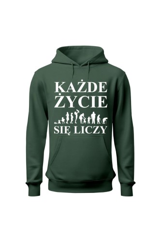 Bluza damska z kapturem Każde życie się liczy - zielona