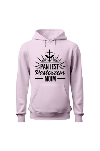 Bluza damska z kapturem Pan jest pasterzem moim - różowa