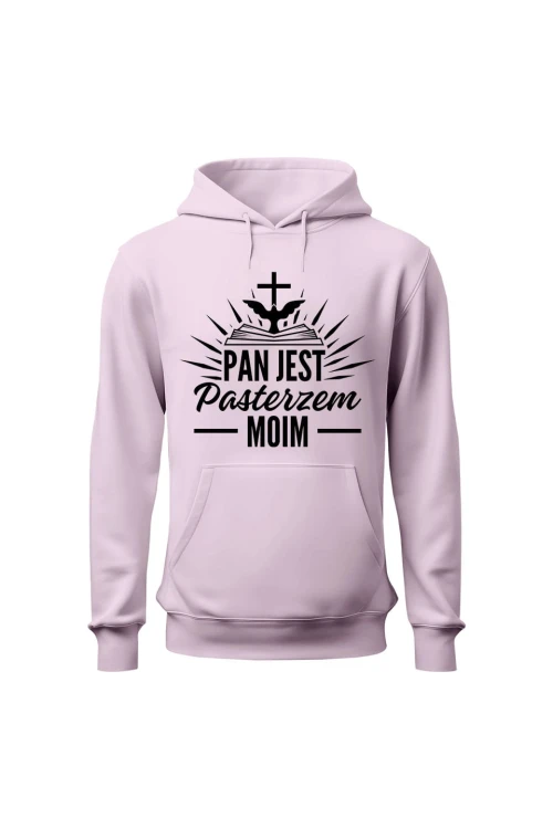 Bluza damska z kapturem Pan jest pasterzem moim - różowa
