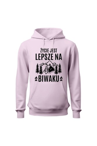 Bluza damska z kapturem Życie jest lepsze na biwaku - różowa