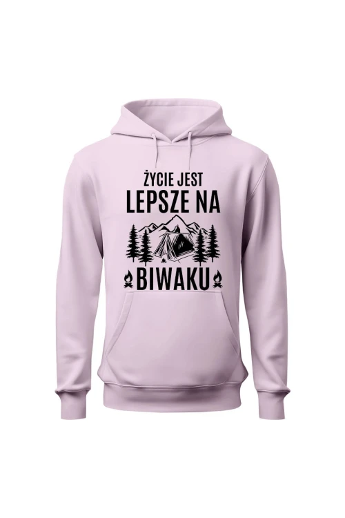 Bluza damska z kapturem Życie jest lepsze na biwaku - różowa