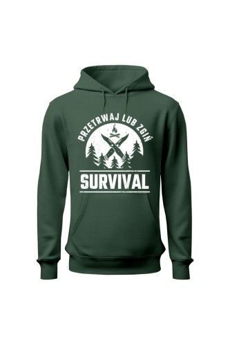 Bluza damska z kapturem Survival Przetrwaj lub zgiń - zielona
