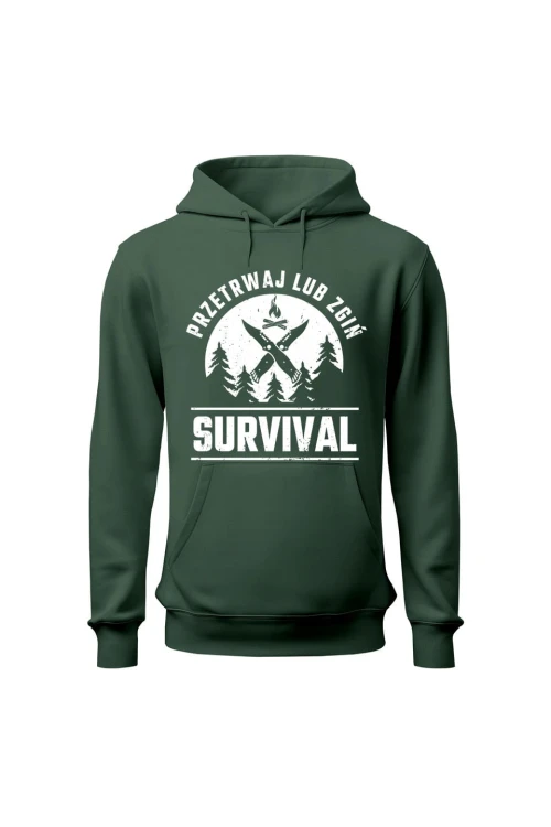 Bluza damska z kapturem Survival Przetrwaj lub zgiń - zielona