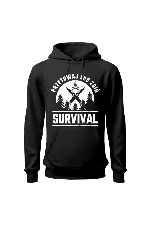Bluza damska z kapturem Survival Przetrwaj lub zgiń - czarna