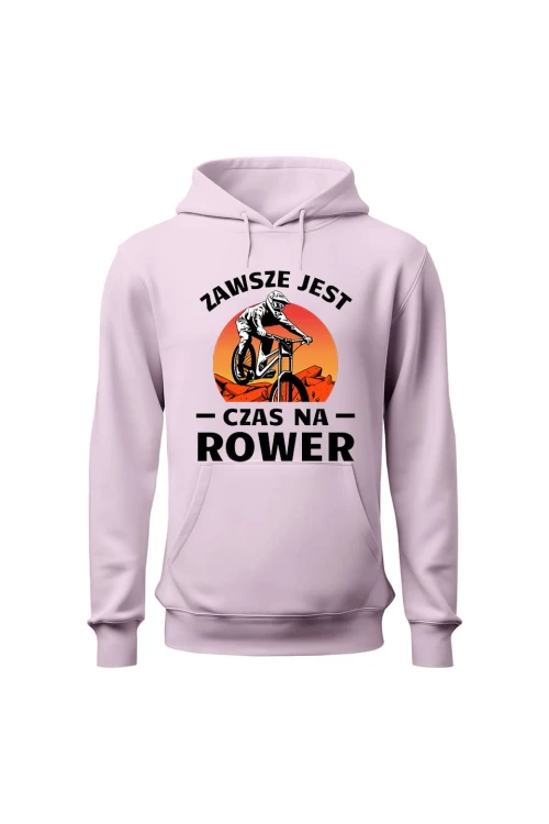 Bluza damska z  kapturem Zawsze jest czas na rower Downhill MTB - różowa