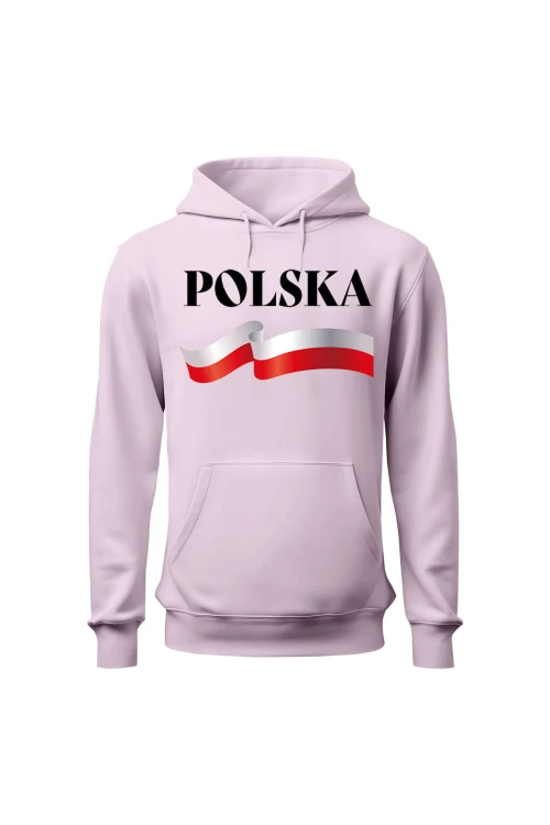 Bluza damska z  kapturem POLSKA - różowa