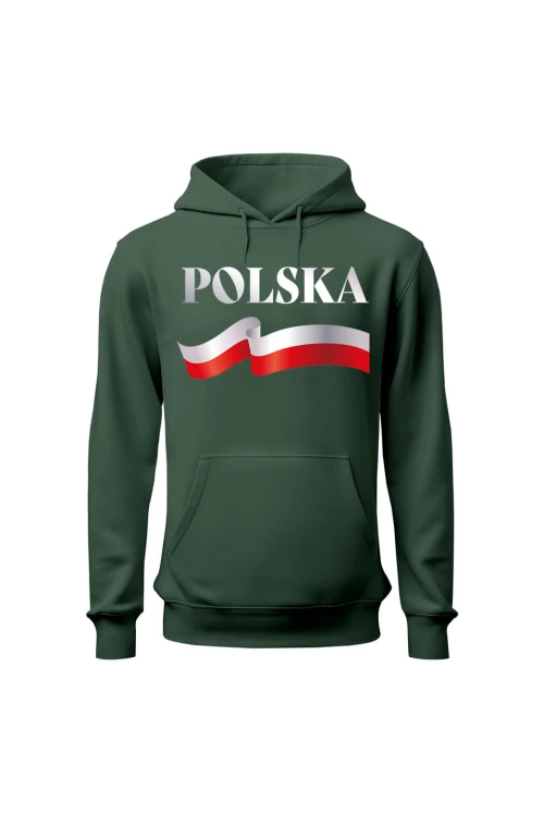 Bluza damska z  kapturem POLSKA - zielona