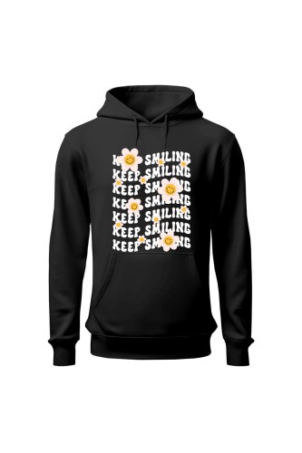Bluza damska z  kapturem Keep Smiling - czarna