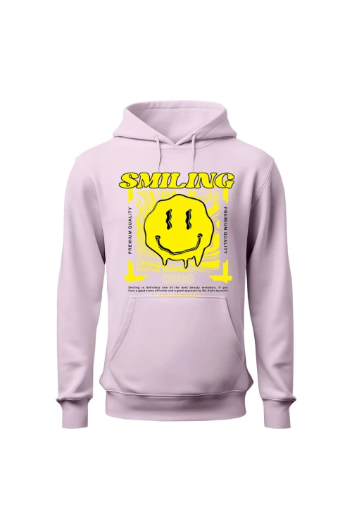 Bluza damska z  kapturem Smiling - różowa
