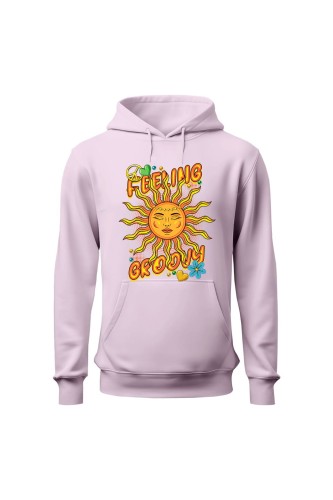 Bluza damska z  kapturem Feeling Groovy - różowa