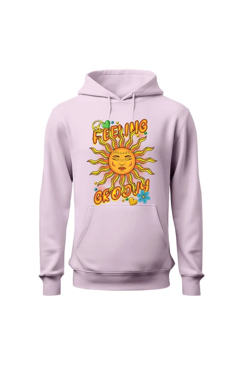 Bluza damska z  kapturem Feeling Groovy - różowa