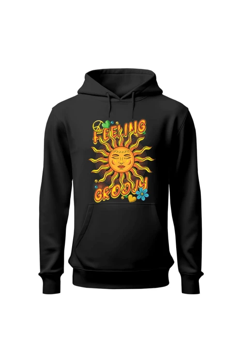 Bluza damska z  kapturem Feeling Groovy - czarna