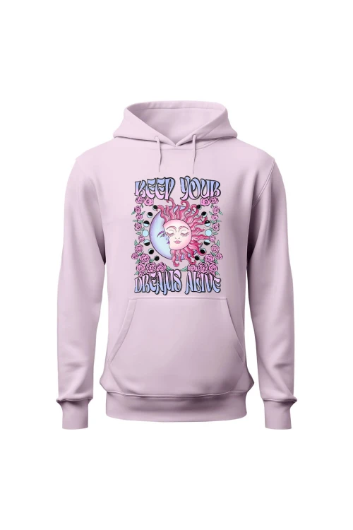 Bluza damska z  kapturem Keep your dreams alive - różowa