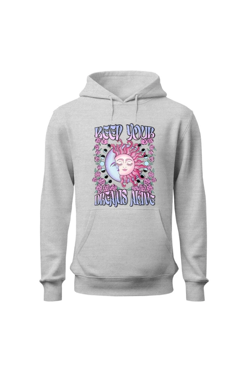Bluza damska z  kapturem Keep your dreams alive - szara