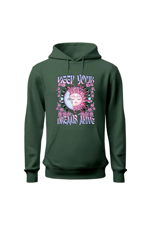 Bluza damska z  kapturem Keep your dreams alive - zielona