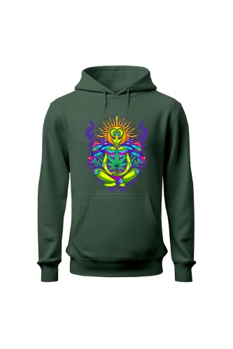 Bluza damska z  kapturem Hippies Alien - zielona