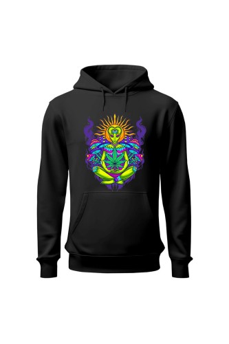 Bluza damska z  kapturem Hippies Alien - czarna