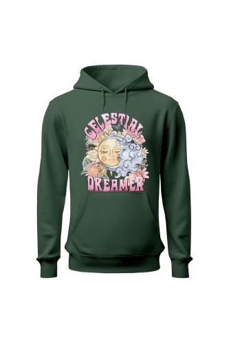 Bluza damska z  kapturem Celestial Dreamer - zielona