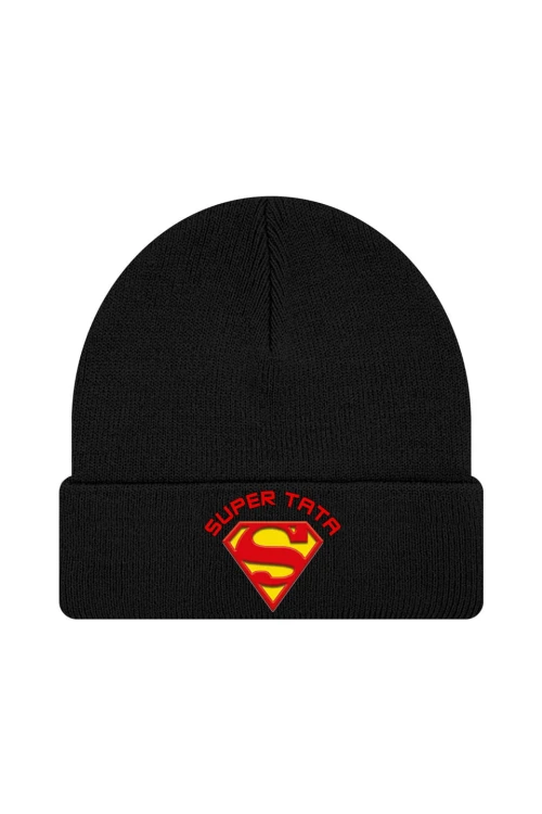 Czapka zimowa Supermana - Super Tata - czarna