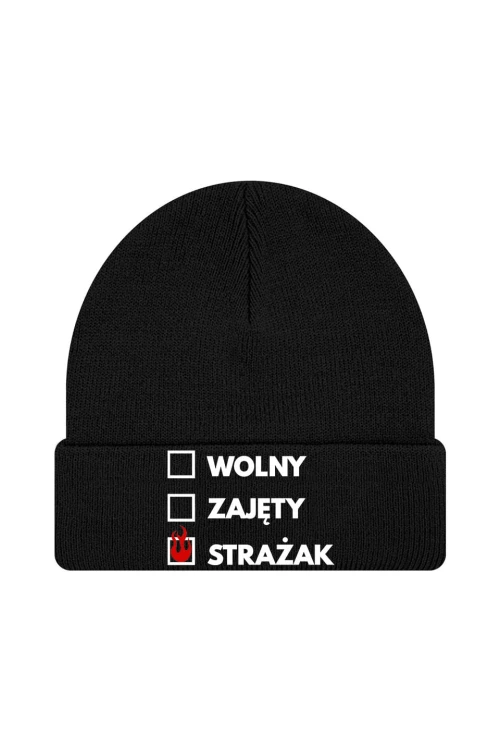 Czapka zimowa Wolny zajęty strażak - czarna