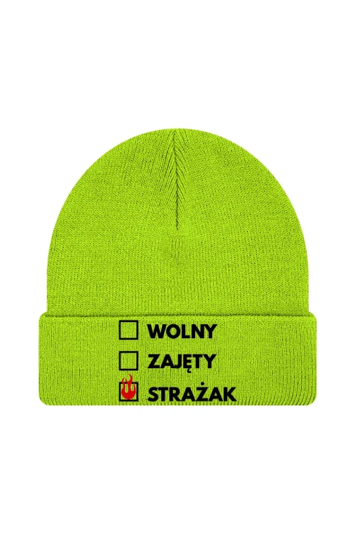 Czapka zimowa Wolny zajęty strażak - limonka