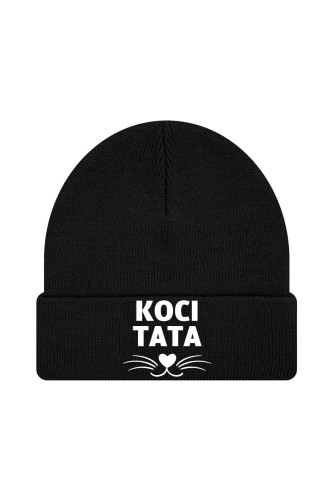Czapka zimowa Koci tata - czarna
