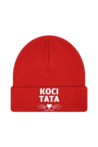 Czapka zimowa Koci tata - czerwona
