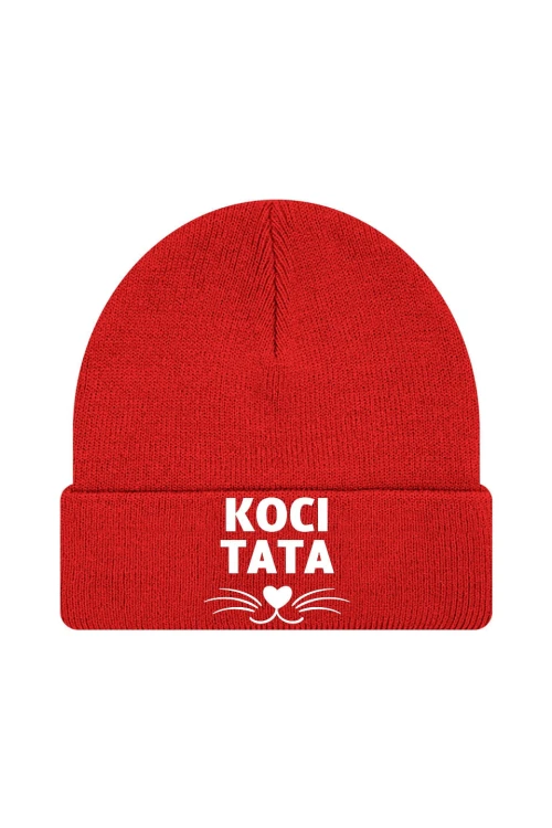 Czapka zimowa Koci tata - czerwona