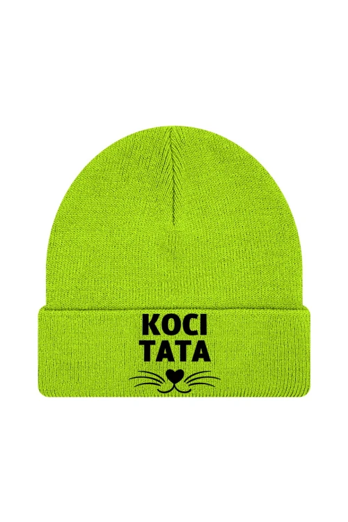 Czapka zimowa Koci tata - limonka