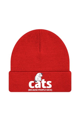 Czapka zimowa Cats because people sck - czerwona