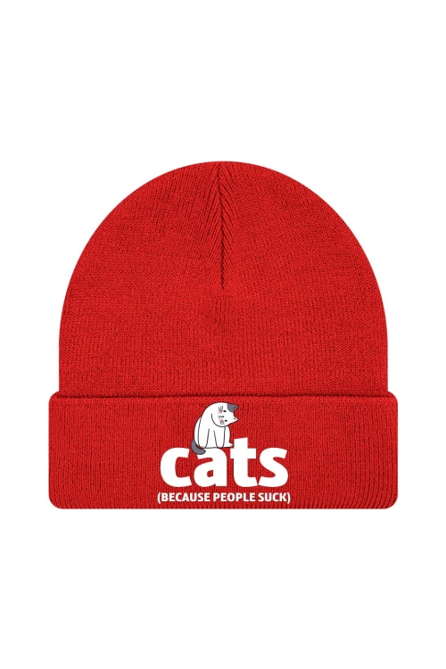 Czapka zimowa Cats because people sck - czerwona