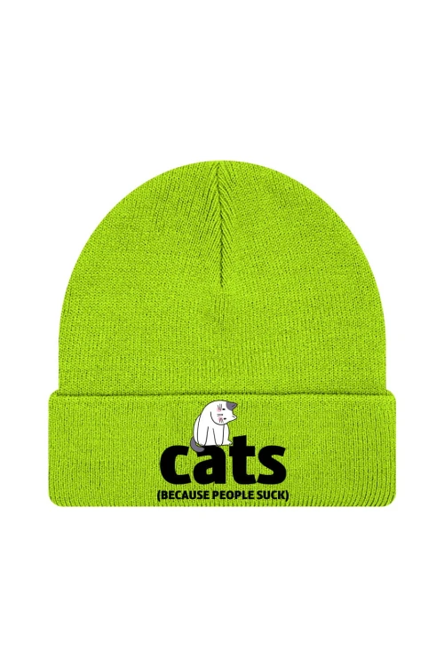 Czapka zimowa Cats because people sck - limonka