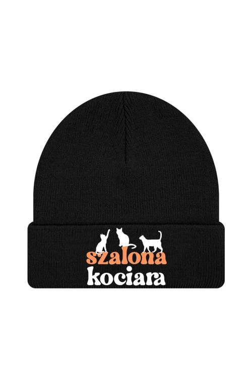 Czapka zimowa Szalona kociara - czarna