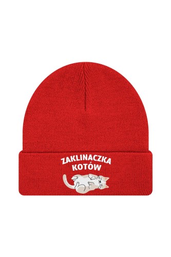 Czapka zimowa Zaklinaczka kotów - czerwona