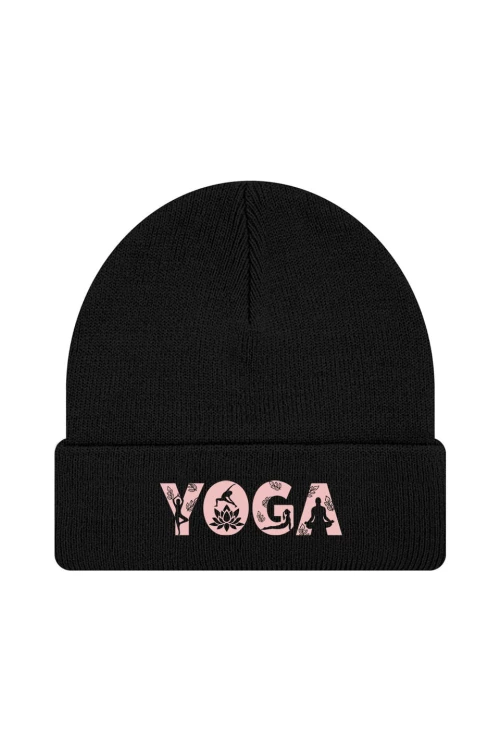 Czapka zimowa Yoga Napis - czarna