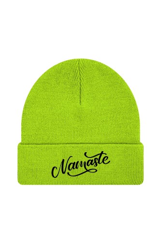 Czapka zimowa Namaste Napis - limonka