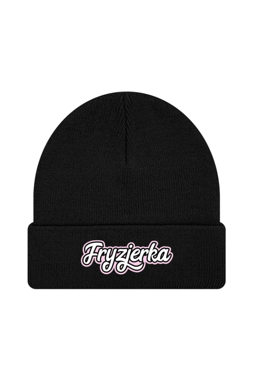 Czapka zimowa Fryzjerka napis - czarna