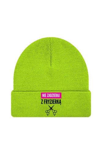Czapka zimowa Nie zadzieraj z fryzjerką - limonka