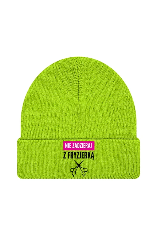 Czapka zimowa Nie zadzieraj z fryzjerką - limonka