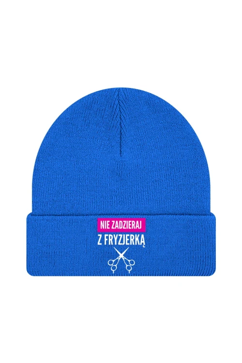 Czapka zimowa Nie zadzieraj z fryzjerką - niebieska